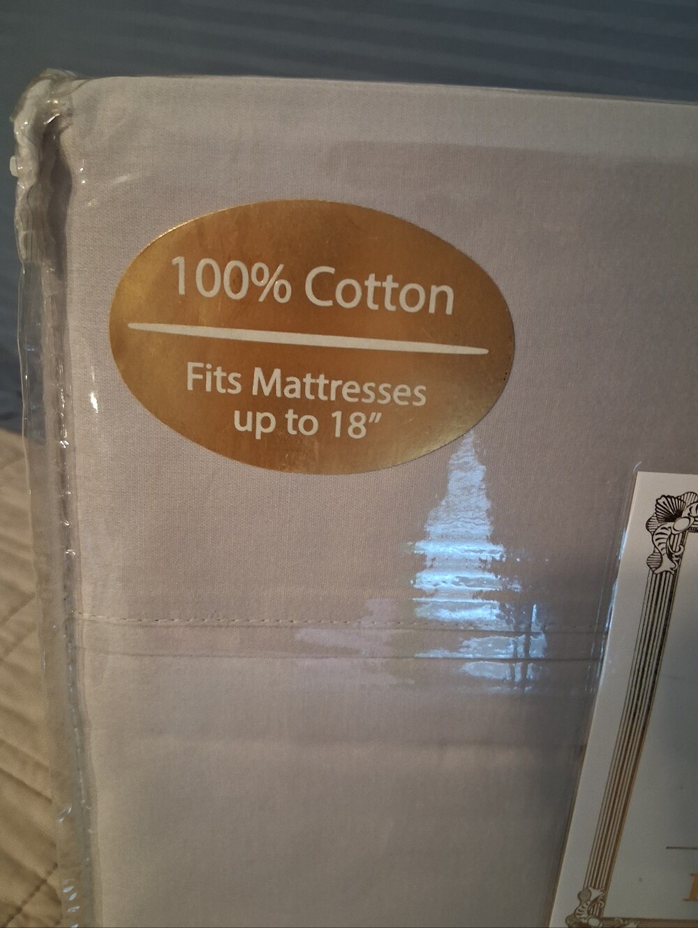 NWT Ultra Lux 600-Thread Count 100% Cotton King Sheet Set - Light Gray - Picture 2 of 6